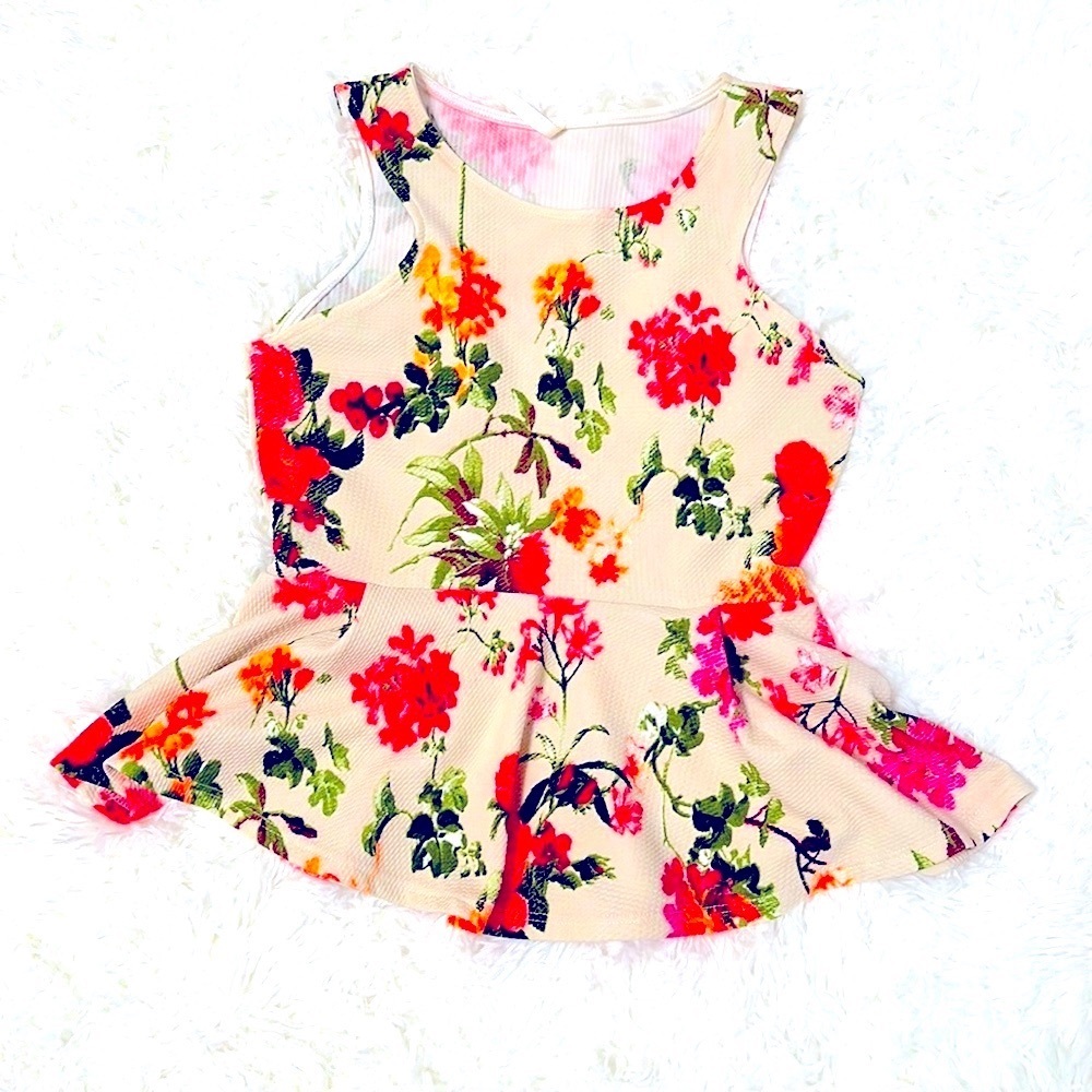 Peplum floral cream top